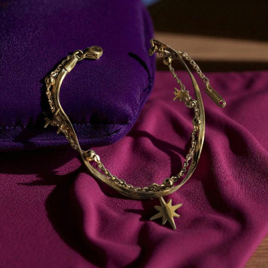 Bracelet double acier inoxydable 304  plaqué or