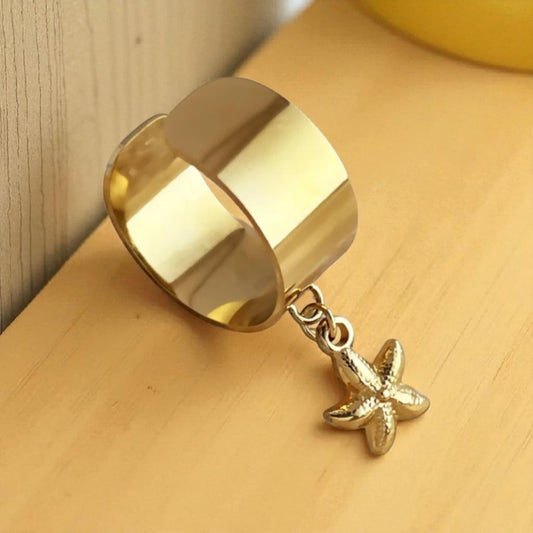 Bague breloque étoile de mer acier inoxydable 304