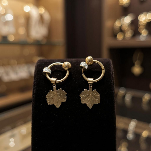 Boucle d'oreille et feuille en acier inoxydable