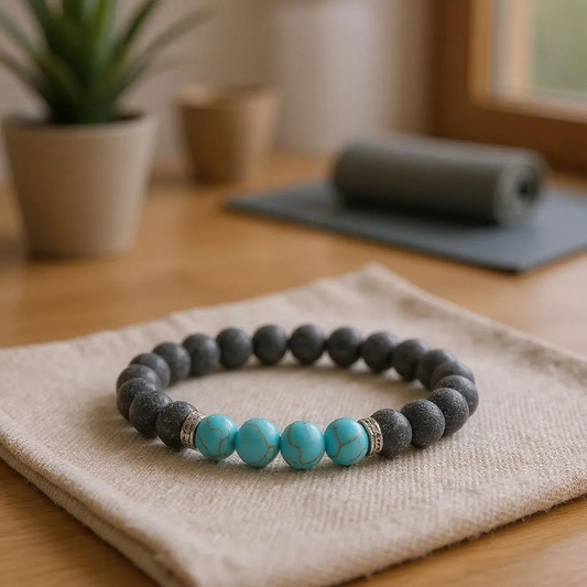 Bracelet perlé unisexe bleu