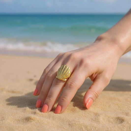 Bague coquillage acier inoxydable 304