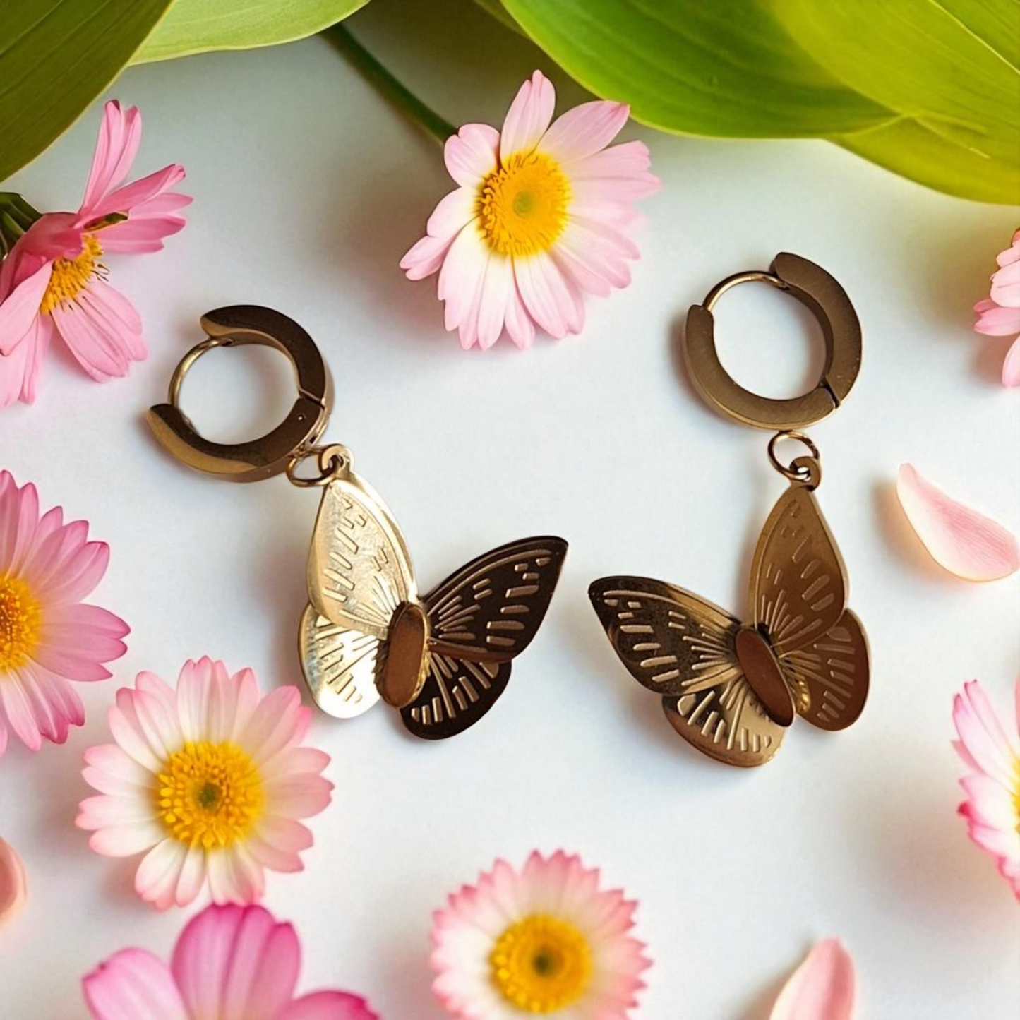 Boucle d'oreille papillon acier inoxydables