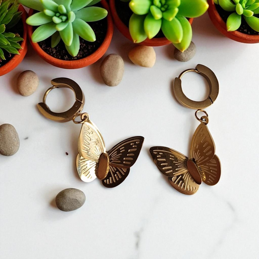 Boucle d'oreille papillon acier inoxydables