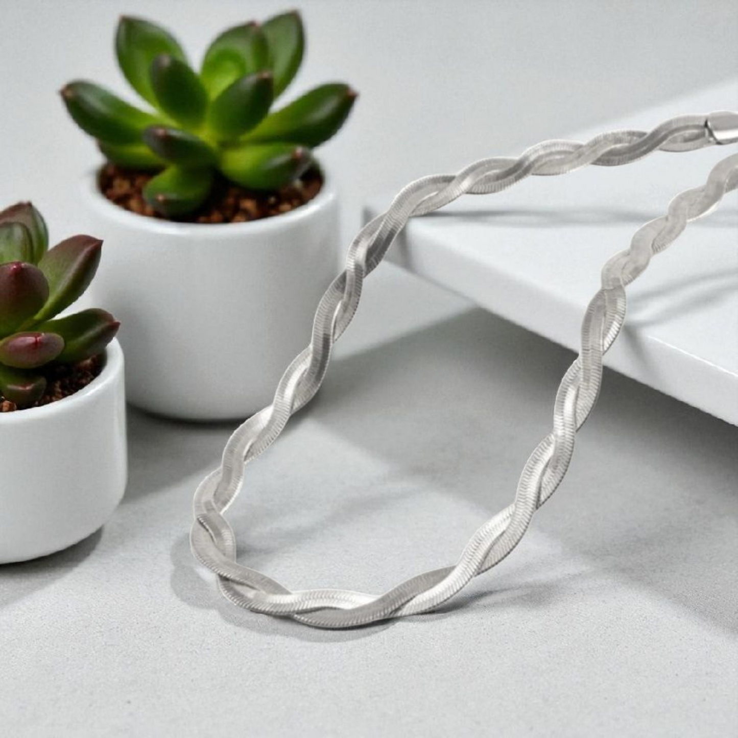 Colliers acier inoxydable 667L plaqué argent véritable